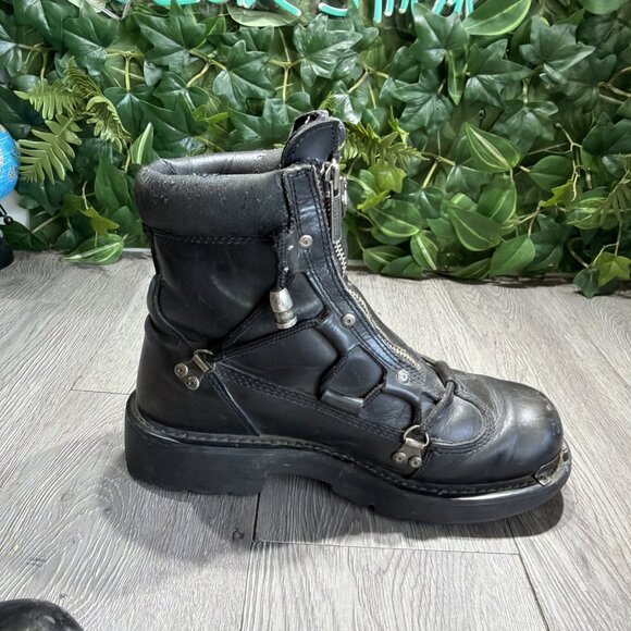 Harley-Davidson Brake Light Double Zip Boots Size 8 Leather  display picture 1